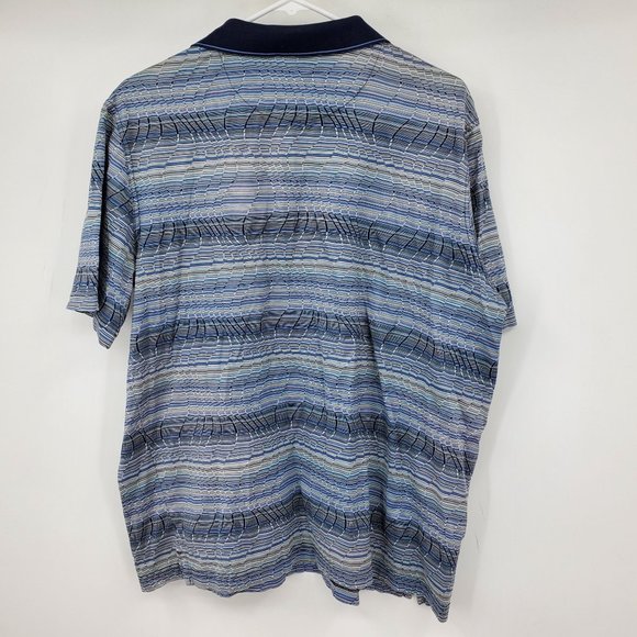 Reel Double Mercerized Wavy Geometric Golf Short Sleeve Polo Shirt XL - Picture 2 of 10